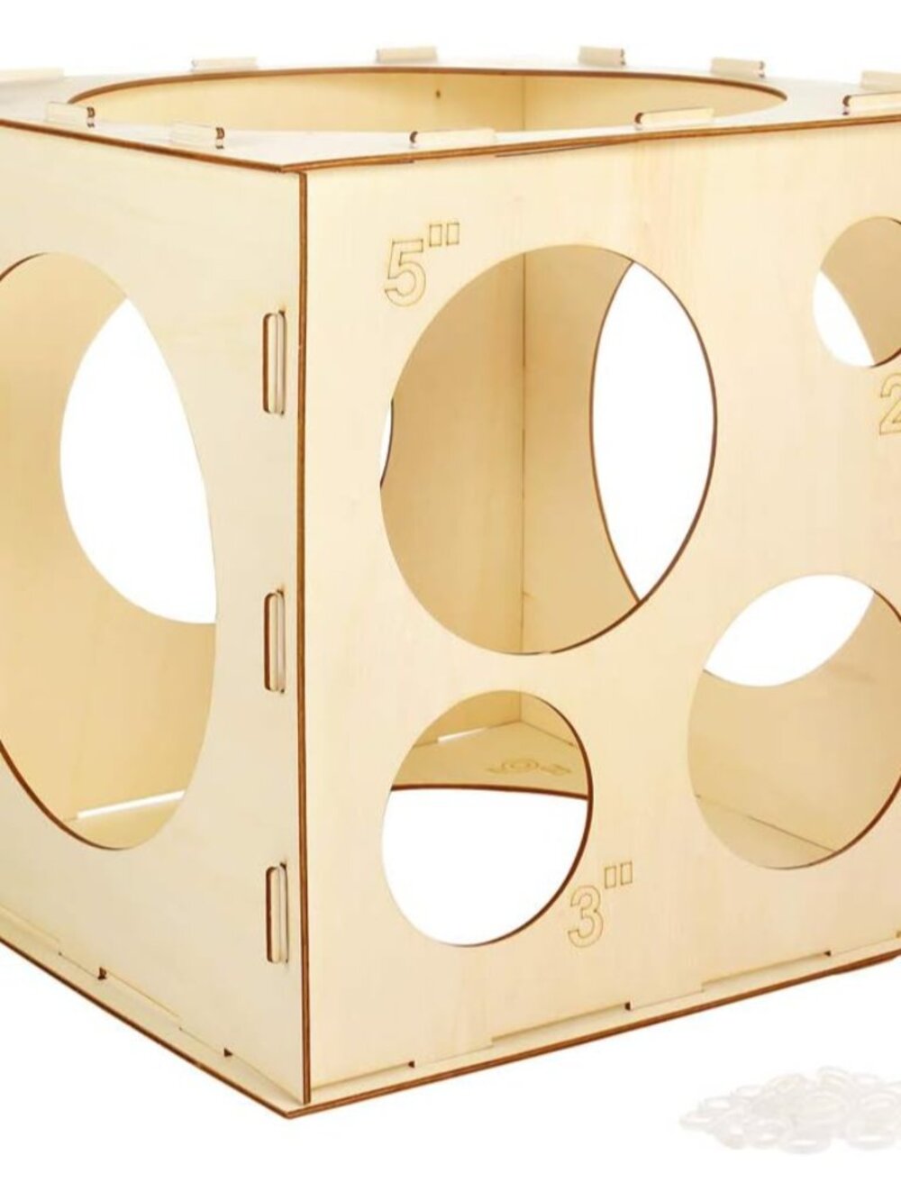 2-10 Inch Collapsible Wood Balloon Sizer Box Cube 9 Holes